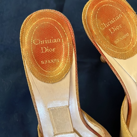 Gorgeous, Classic , Authentic Christian Dior Suede and Gold Kitten Mule Pumps - Picture 8 of 12